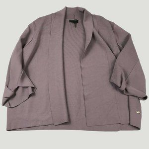 Donna Karan New York Cardigan Purple Stretch Knit Sweater 3/4 Sleeve Womens XL